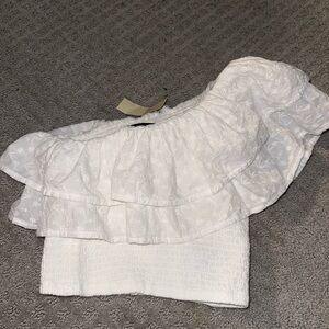 NWT Abercrombie One-Shoulder Lace Crop Top